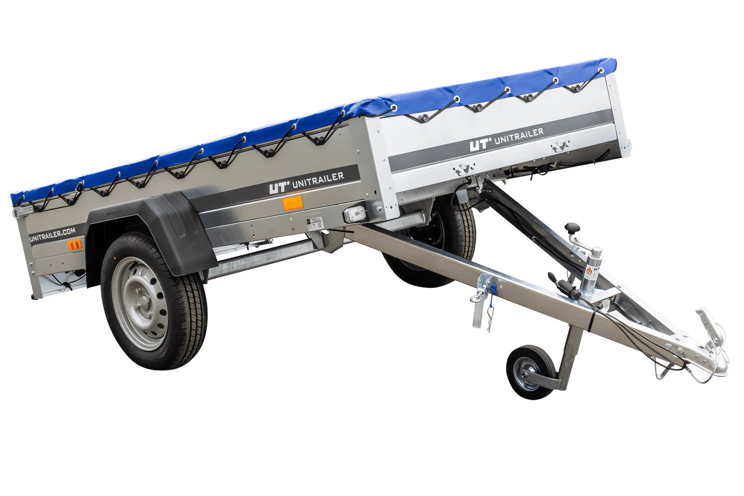 Przyczepka lekka 230x125 UNITRAILER GARDEN 230 KIPP z pokrowcem niebieskim