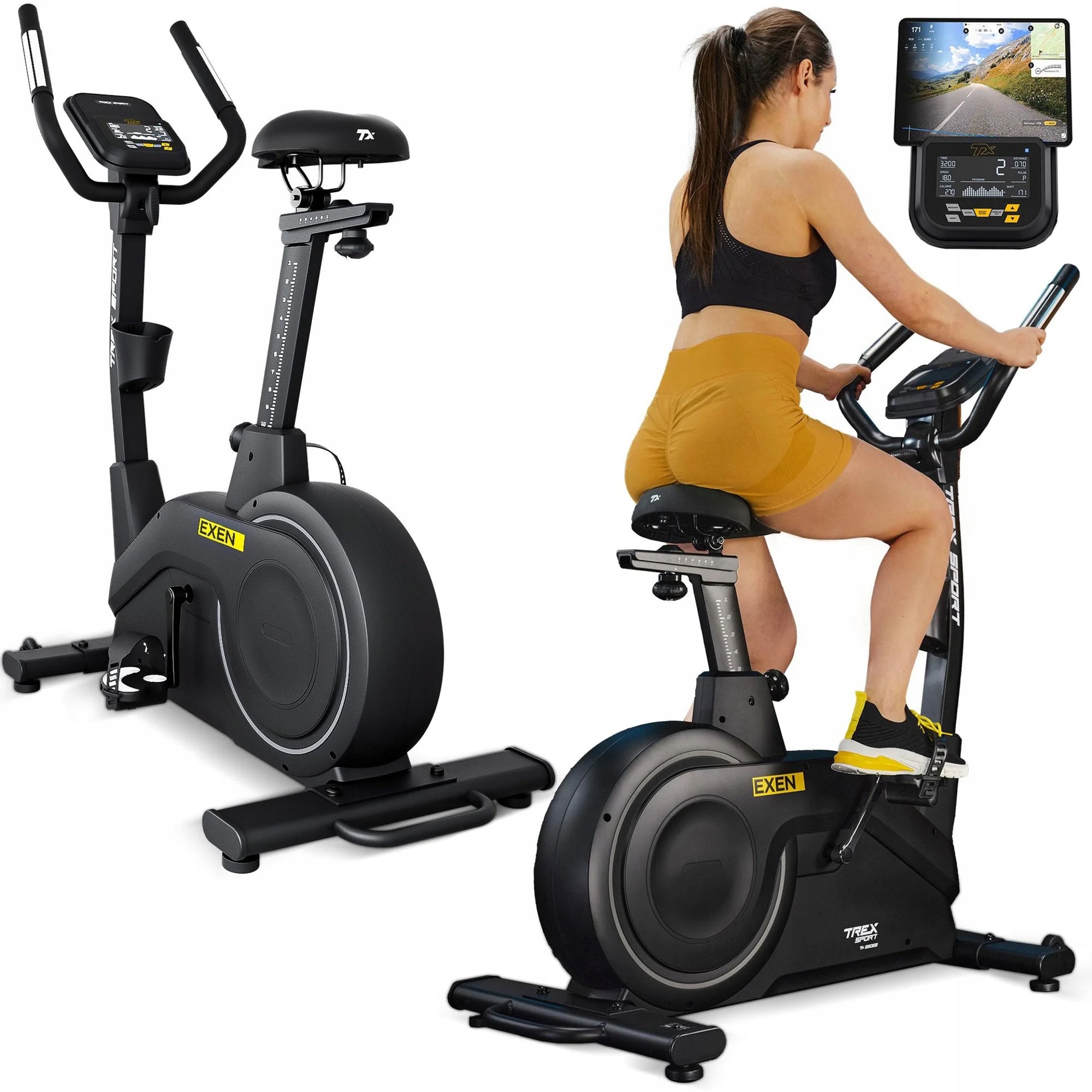 Rower stacjonarny elektryczno-magnetyczny EXEN TX-950EB czarny