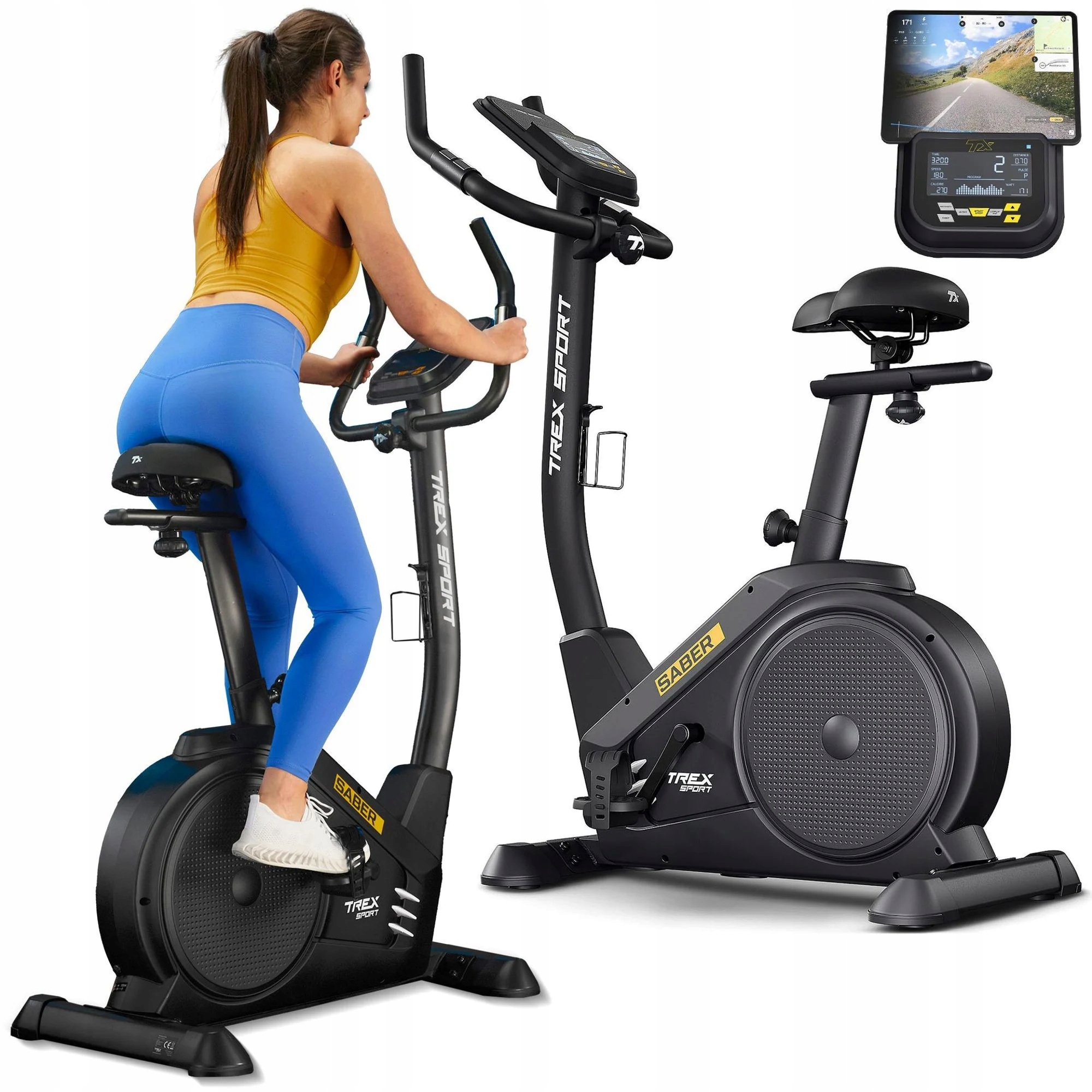 Rower stacjonarny elektryczno-magnetyczny SABER TX-750EB czarny