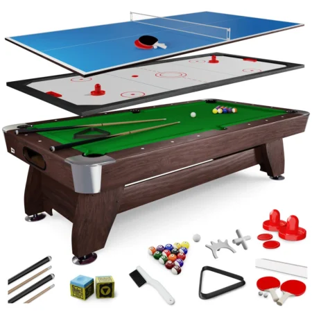 Stół Bilardowy spływowy Vip Extra 7 FT wiśnia zielony z nakładką ping-pong