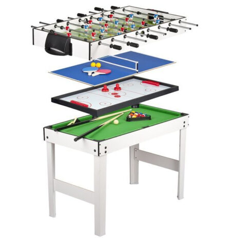 Stół do gier 4 w 1: Piłkarzyki, Bilard, Tenis, Cymbergaj
