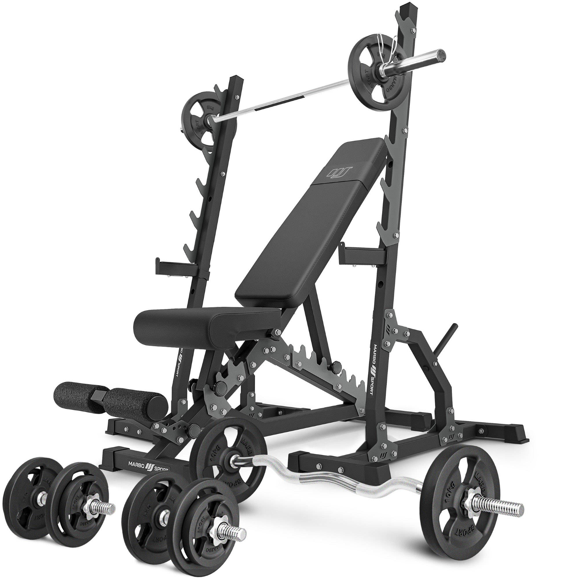 Zestaw MS24 2.0 83kg ławka stojaki obciążenia