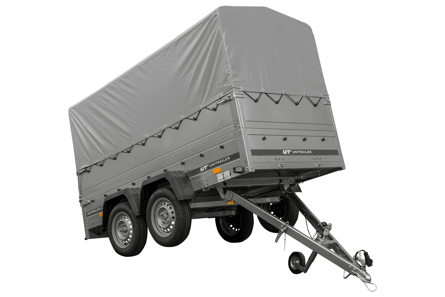 Przyczepka dwuosiowa 264x125 UNITRAILER GARDEN 264/2 KIPP z burtami BIS, stelażem H-800