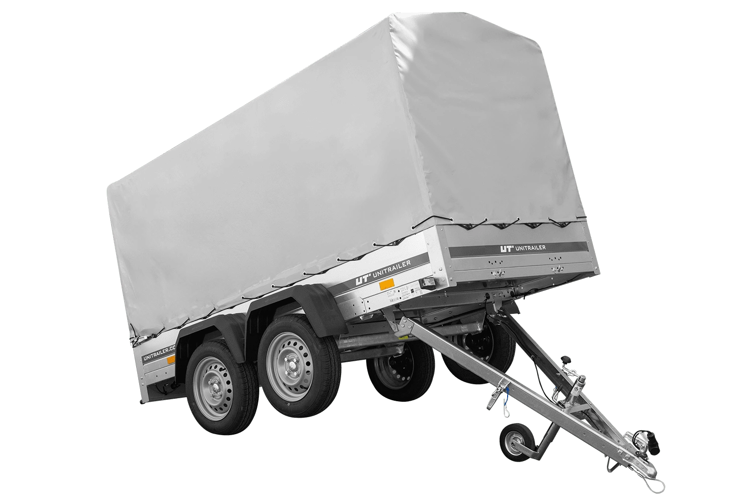 Przyczepka dwuosiowa 264x125 UNITRAILER GARDEN 264/2 KIPP ze stelażem H-1100