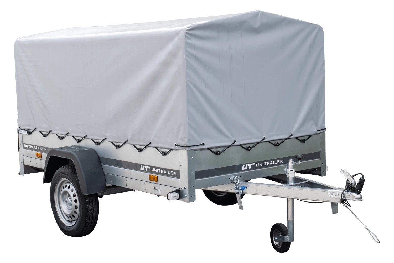 Przyczepka jednoosiowa na resorach 230x125 UNITRAILER GARDEN 230/R KIPP ze stelażem H-800