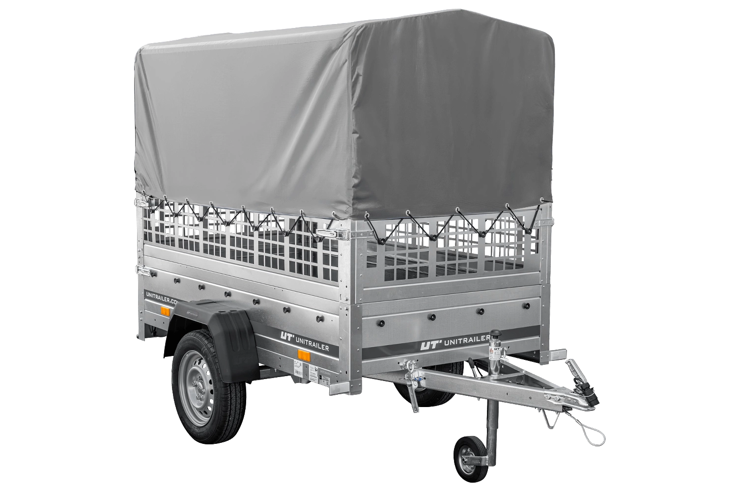 Przyczepka samochodowa 200x106 UNITRAILER GARDEN 200 KIPP z burtami siatkowymi, stelażem H-800