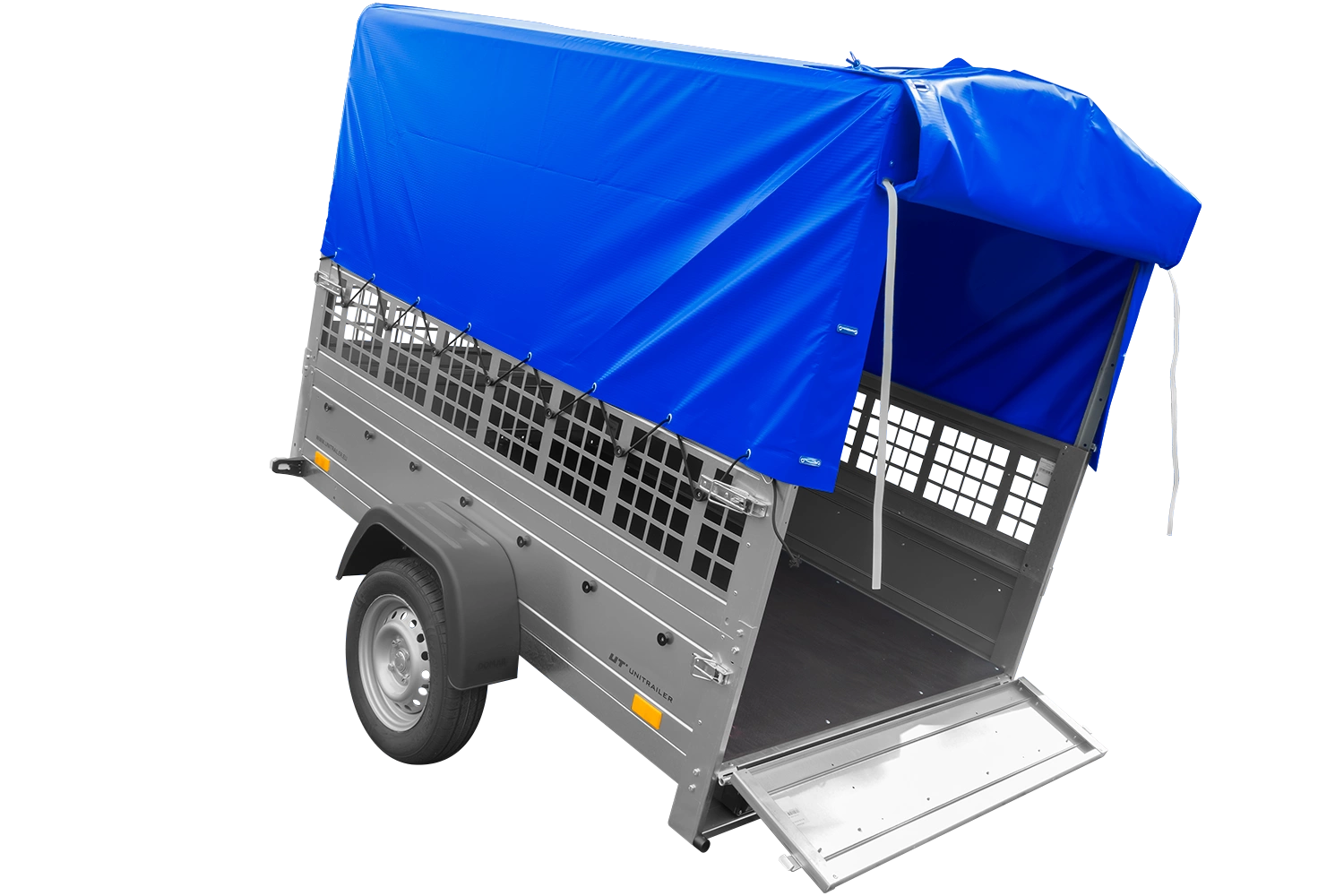Przyczepka samochodowa 200x125 UNITRAILER GARDEN 201 KIPP z burtami siatkowymi, stelażem H-800